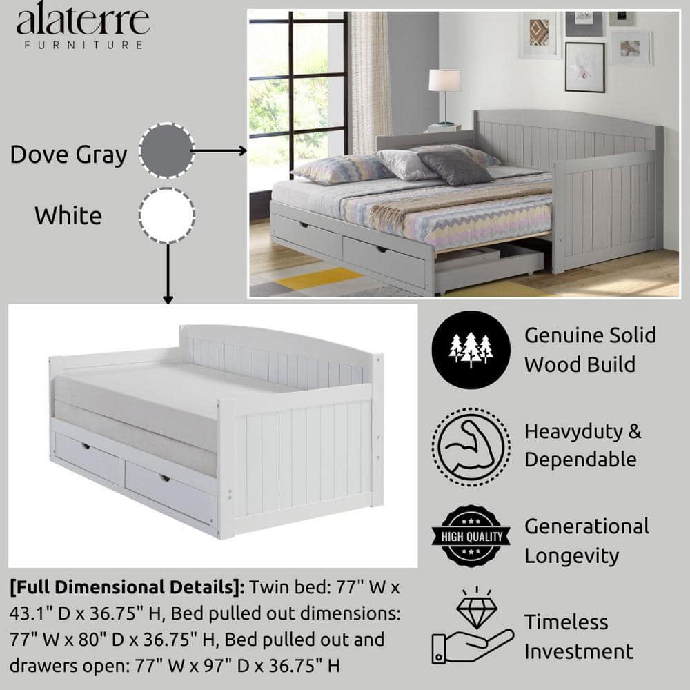 White Pine King Daybed with Storage Drawers