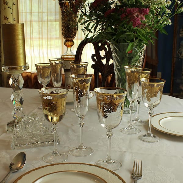 5 oz. Multicolor with Gold Rings Champagne Flute Stem Set (Set of 4)