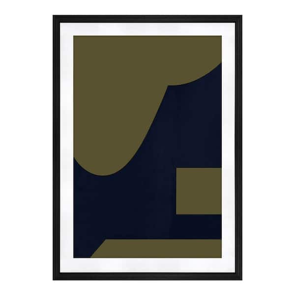 NADAAL STUDIOS Remiel 1 Olive and Navy, 1-Piece, Framed Paper Art Print 28 in. x 20 in.
