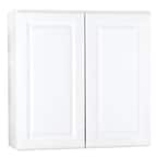 Hampton Satin White Raised Panel Stock Assembled Wall Kitchen Cabinet (30 in. x 30 in. x 12 in.)