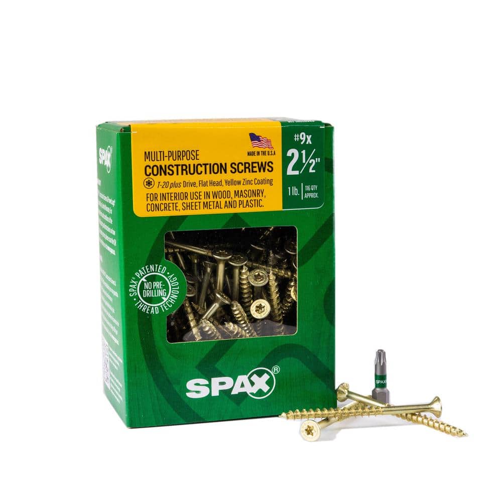SPAX #9 x 2-1/2 in. Interior Flat Head Wood Screws Construction Framing ...
