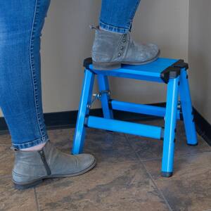 1-Step Aluminum Folding Step Stool with 325 lbs. Load Capacity in Neon Blue