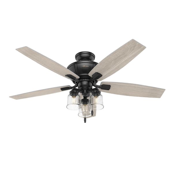 Hunter Charlotte 52 in. LED Indoor Matte Black Ceiling Fan with Light