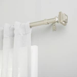Rockwell 66 in. - 120 in. Adjustable 1 in. Single Curtain Rod Kit in Matte Nickel with Finial