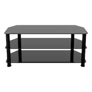 SDC1140BB-A TV Stand for TVs Upto 55 in. TVs, Black Glass, Black Legs