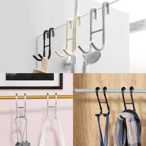 Frameless J-Hook Bathroom Robe/Towel Hook Shower Glass Door Hook Drilling-Free Stainless-Steel Hook in Black (2-Pack)