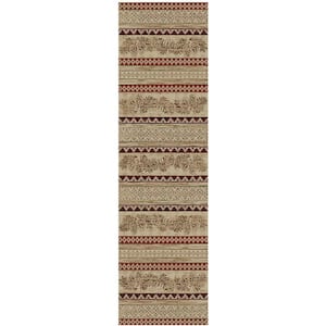 Antique 2 ft. x 8 ft. Woven Abstract Polypropylene Rectangle American Destination Pineview Lodge Area Rug