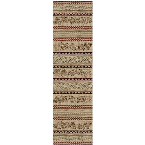 Antique 2 ft. x 8 ft. Woven Abstract Polypropylene Rectangle American Destination Pineview Lodge Area Rug