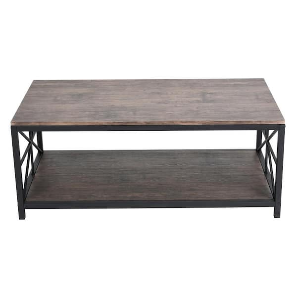 Dropship Bonnlo (81x81x49cm) Industrial Style Double Wood Grain Coffee  Table 80 Round MDF Iron Mesh to Sell Online at a Lower Price