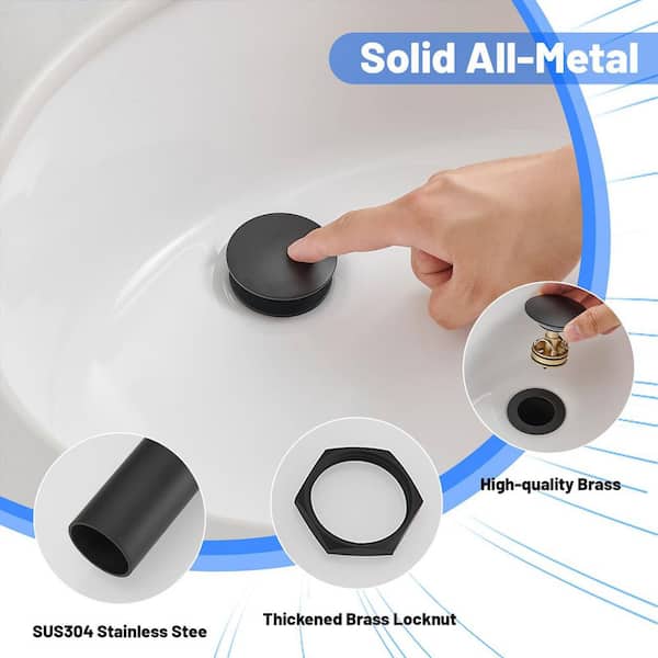Bathroom Sink Pop-Up Drain without Overflow in Matte Black
