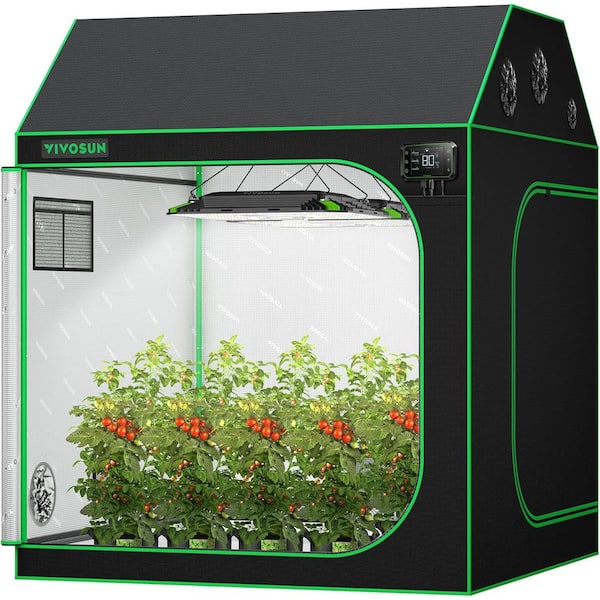 VIVOSUN 5 ft. L x 5 ft. L Roof Cube Indoor Grow Tent with Observation Window and Floor Tray