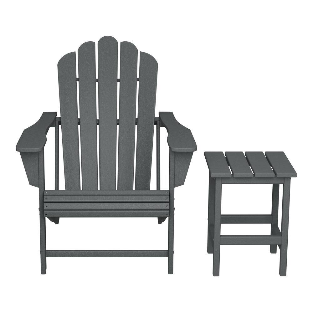 Aderson 2-Piece All Weather Fade Resistant Outdoor Patio HDPE Adirondack Chair with Cupholder and Side Table in Gray price history on PriceWatchPro