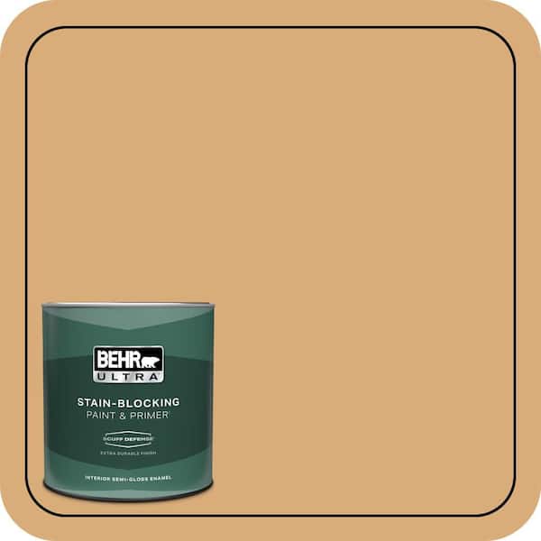 BEHR ULTRA 1 qt. #PPU6-05 Cork Extra Durable Semi-Gloss Enamel Interior Paint & Primer