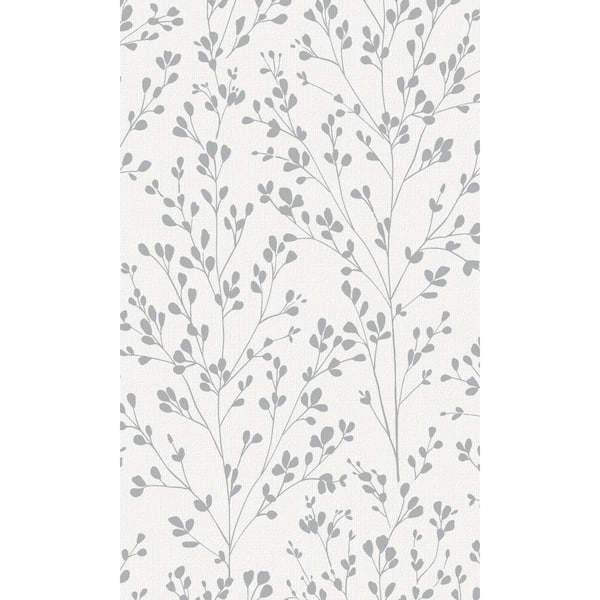 Walls Republic Silver Minimalist Tropical Leaves Printed Non-Woven Non-Pasted Textured Wallpaper 57 Sq. Ft.