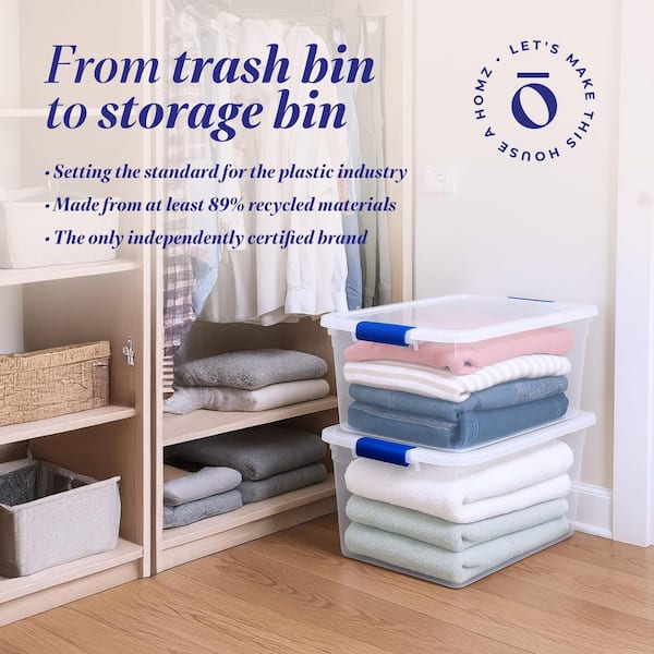 HOMZ 66 qt. Heavy Duty Modular Stackable Storage Containers in