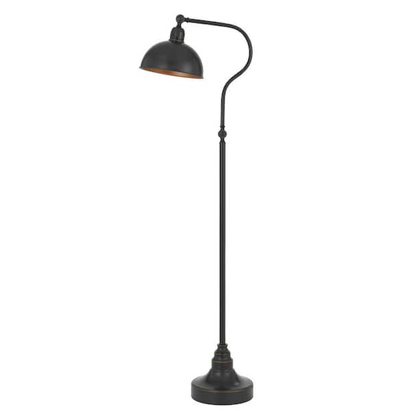 HomeRoots 60 in. Bronze 1 Dimmable (Full Range) Standard Floor Lamp for Living Room with Metal Dome Shade