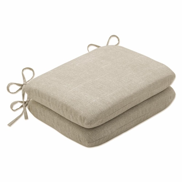 Pillow Perfect Solid 18.5 in. x 15.5 in. Outdoor Dining Chair Cushion in Ivory (Set of 2)