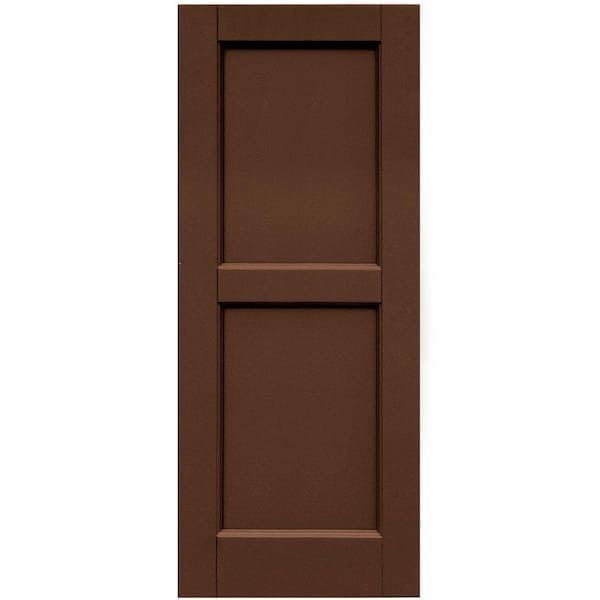 Winworks Wood Composite 15 in. x 37 in. Contemporary Flat Panel Shutters Pair #635 Federal Brown
