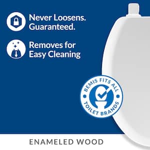 Richfield Round Enameled Wood Closed Front Toilet Seat in Bone Never Loosens and Removes for Easy Cleaning