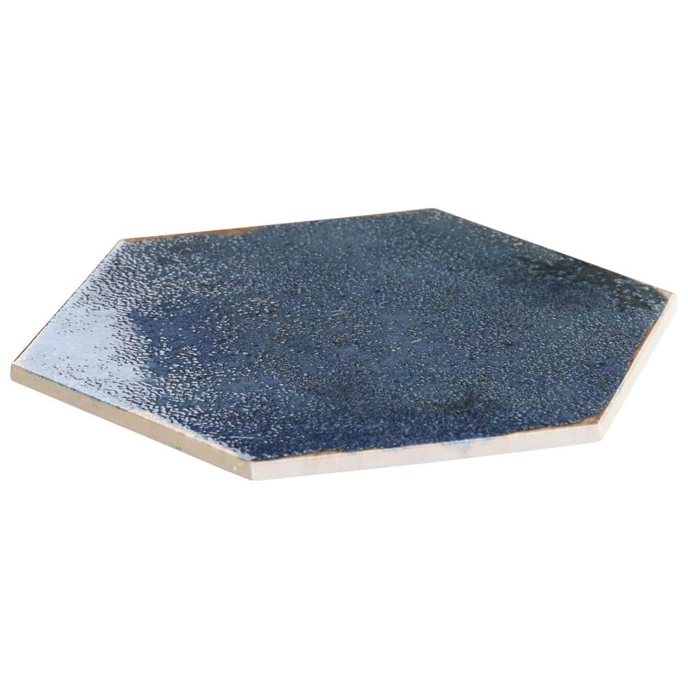 Mandalay Hex Blue Polished Porcelain Floor and Wall Tile