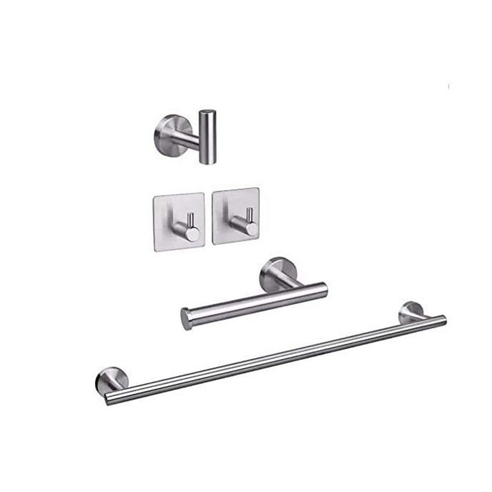5-Piece Bath Hardware Set with Toilet Paper Holder, 3-Pack Towel Hooks and 