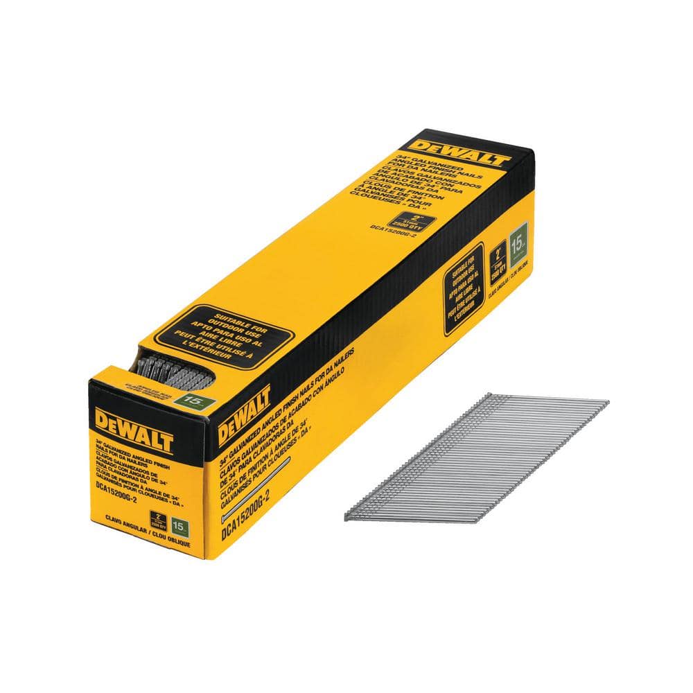 DEWALT 2 in. x 15 Gauge Galvanized Angled Nails 2500 Pieces DCA15200G 2 The Home Depot