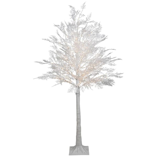 5' LED Lighted White Lace Artificial Christmas Tree-Warm White Lights