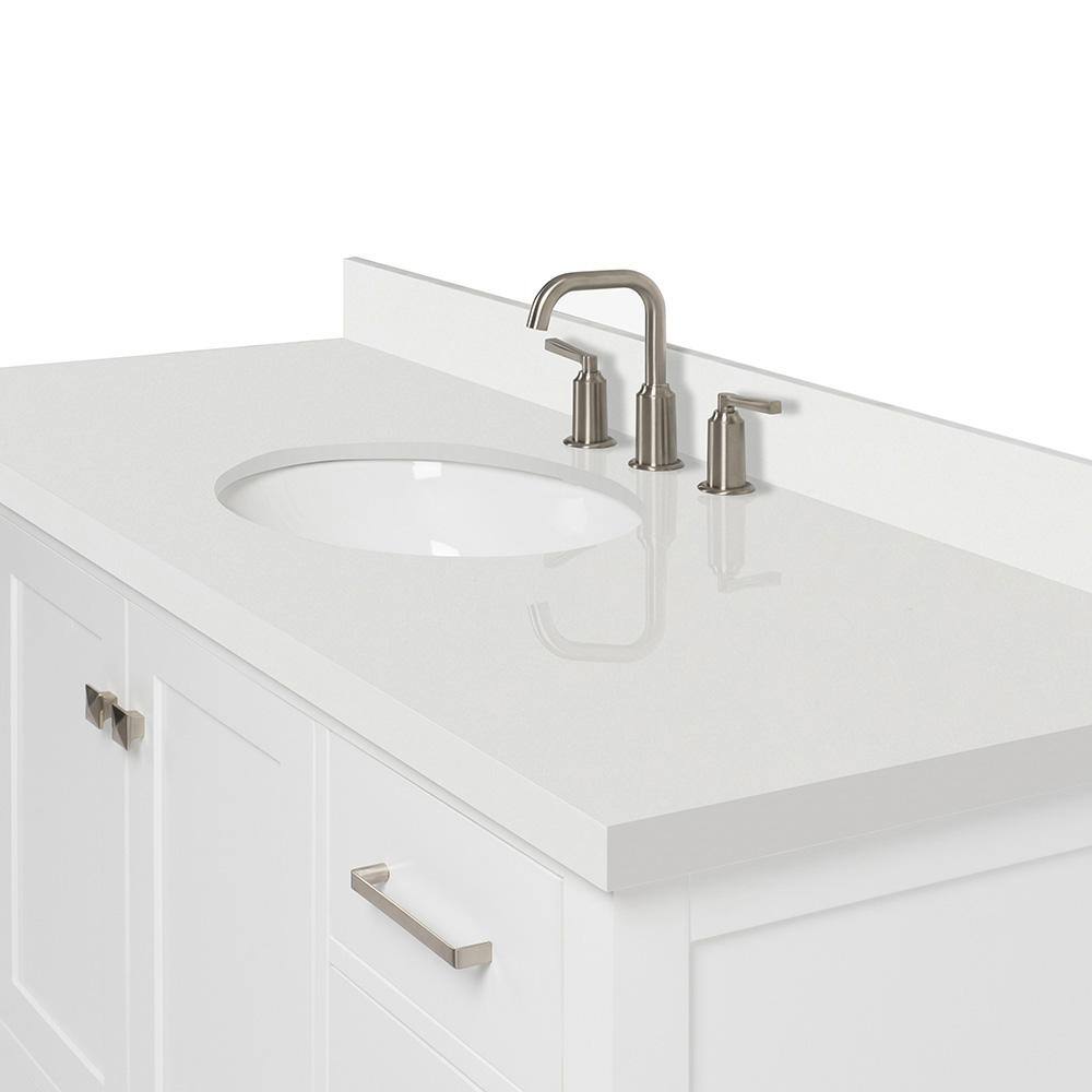 Cambridge 55" White Hardwood Single Basin Vanity with Quartz Top