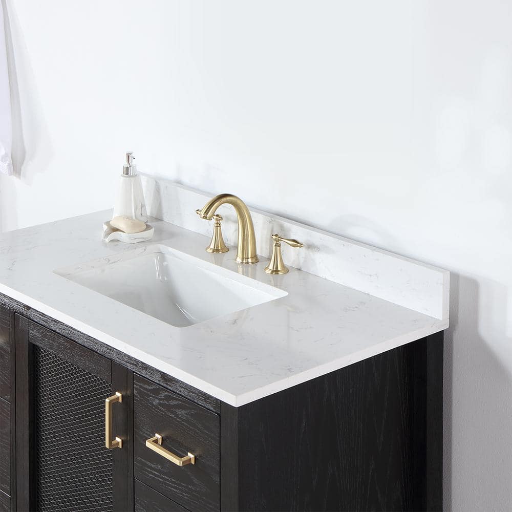 Hadiya 42" Black Oak Vanity with Composite Stone Countertop