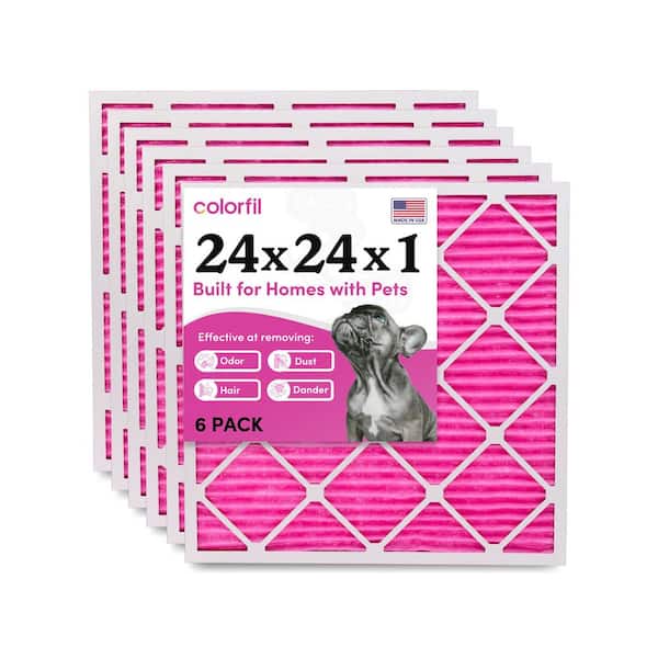 COLORFIL 24 in. x 24 in. x 1 in. Odor Removal and Color Changing Pleated Furnace Air Filter, MERV 8 (6-Pack)