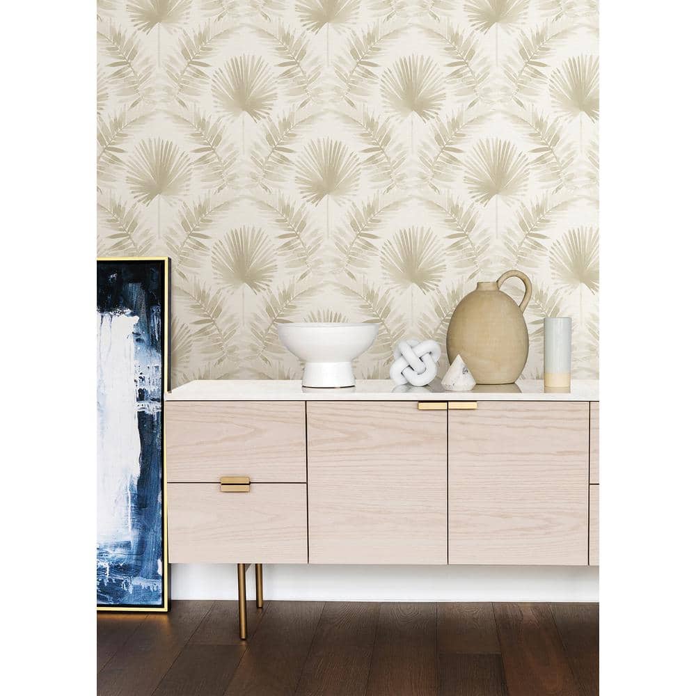 Taupe Beige Palm Leaf Non-Pasted Wallpaper Roll