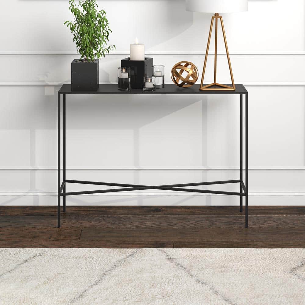 Henley 42" Blackened Bronze Metal and Glass Console Table