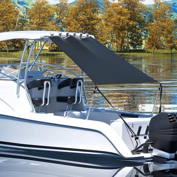 T-Top Sun Shade Kit 4 ft. x 5 ft. T-top Extension Kit UV-Proof 600D with Rustproof Telescopic Poles for Bimini Top