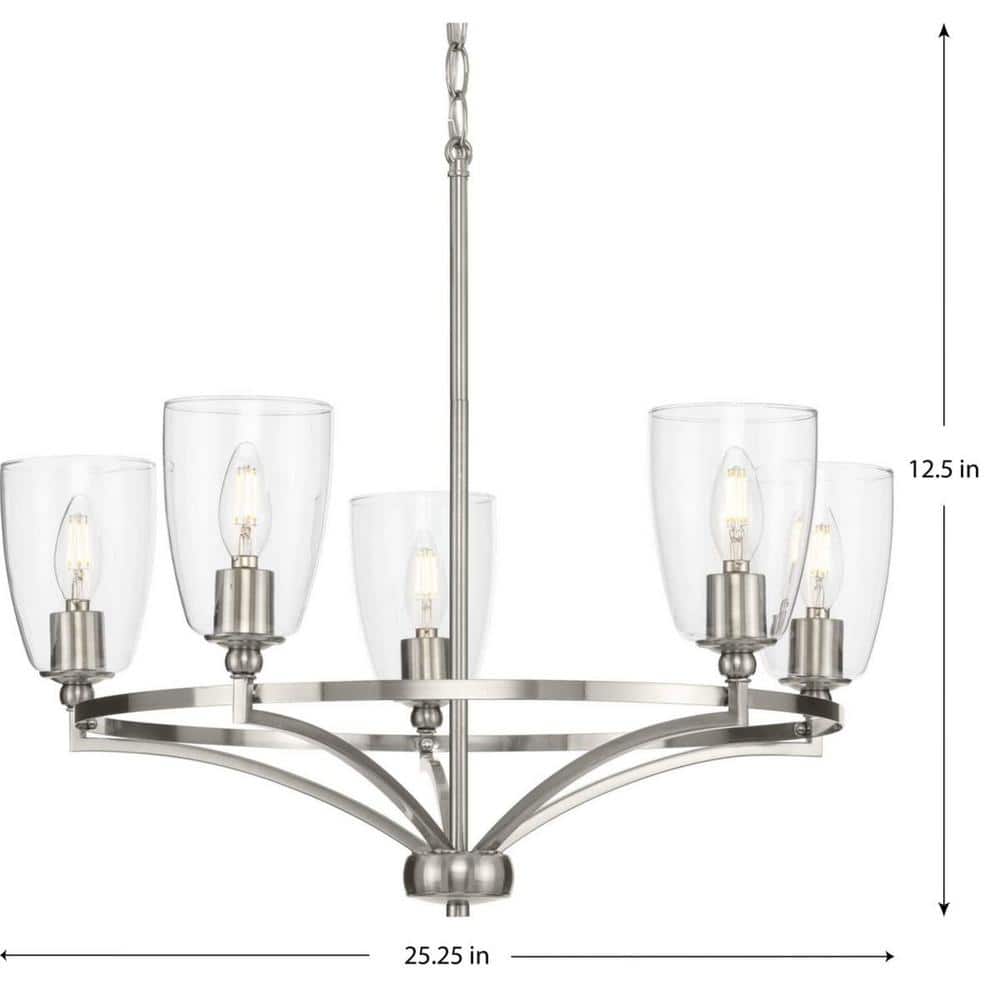 Parkhurst Brushed Nickel 5-Light Chandelier with Glass Shades