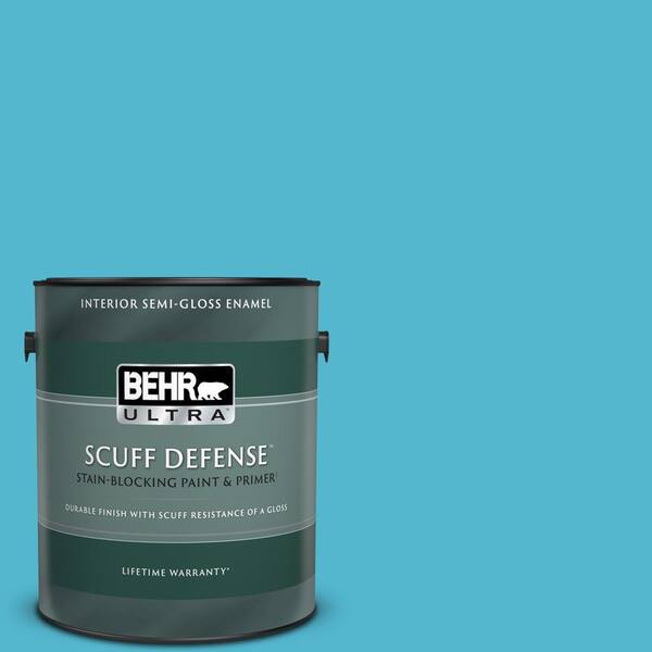 BEHR ULTRA 1 gal. #520B-5 Liquid Blue Extra Durable Semi-Gloss Enamel Interior Paint & Primer