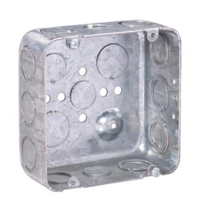 4-11/16 in. W x 2-1/8 in. D Steel Metallic Square Box with Eight 1/2 in. KO, Two 3/4 in. KO's and 6 CKO's, 1-Pack