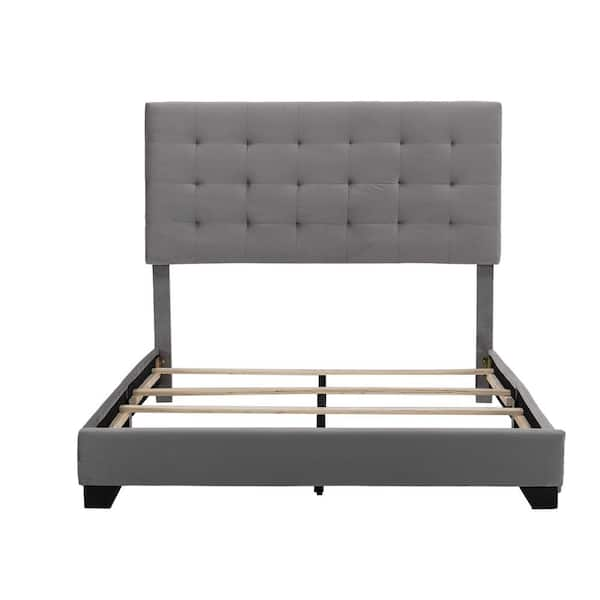 Morden Fort Upholstered Grey Velvet Full Platform Bed Frame 225-FL-GY ...