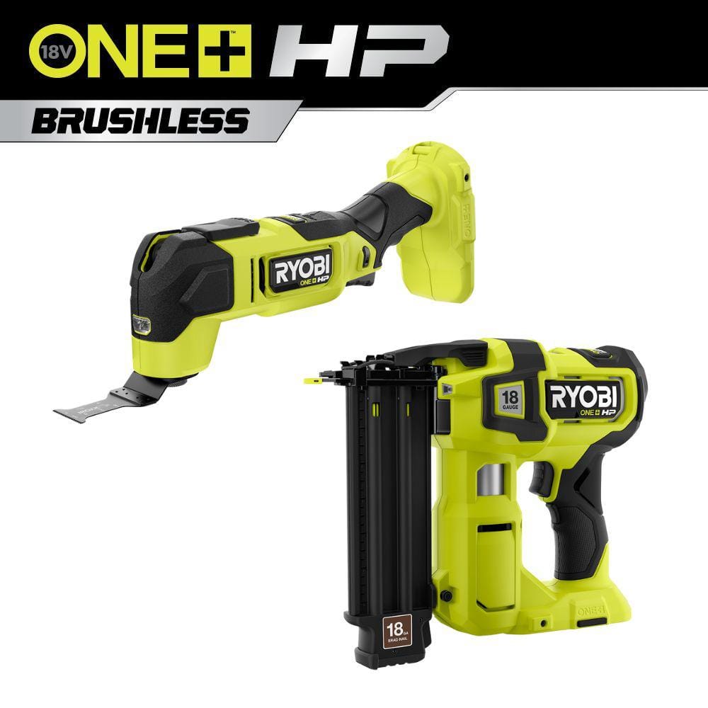 RYOBI ONE+ HP 18V 18GA Brushless Cordless Airstrike Brad Nailer with HP ...