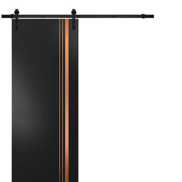Sartodoors 32 in. x 80 in. 1 Panel Black Matte Solid Wood with Honeycomb Sliding Barn Door with Hardware Kit