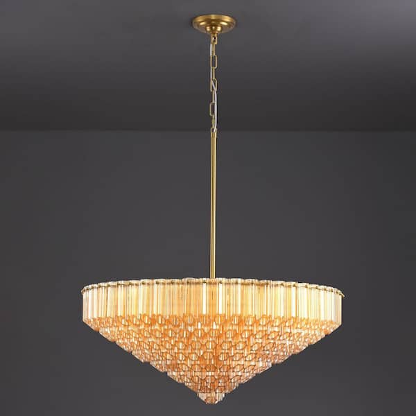 30 in. Modern Round Chandelier, 13-Light Luxury Gold Kitchen island Chandelier, for Living Room Bedroom Dining Room