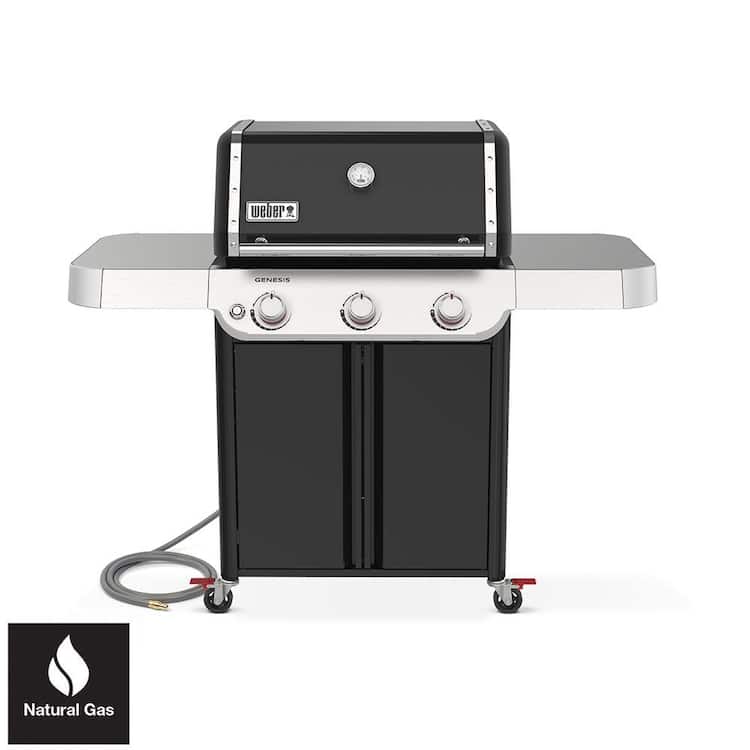 Weber Genesis E-315 3-Burner Natural Gas Grill in Black with Cast-Iron Grates