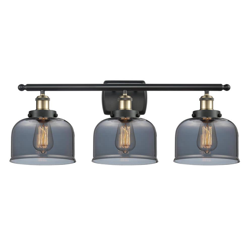 Bell 28 in. 3-Light Black Antique Brass Vanity Light with Glass Shade price history on PriceWatchPro