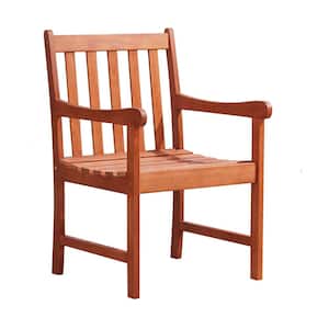 Reddish Brown Eucalyptus Wood Outdoor Patio Lounge Chair