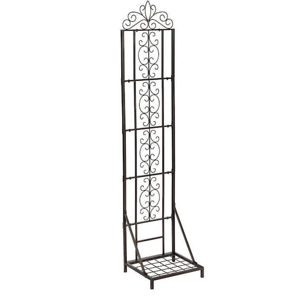 67 in. Montebello Metal Lattice Trellis with Planter Stand