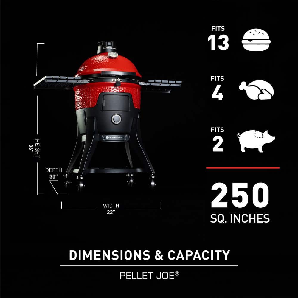 Kamado Joe 18-inch Red Ceramic Pellet Grill with Side Shelves