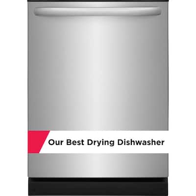 24 in Top Control Built in Tall Tub Dishwasher with Plastic Tub in Stainless Steel with 4-cycles