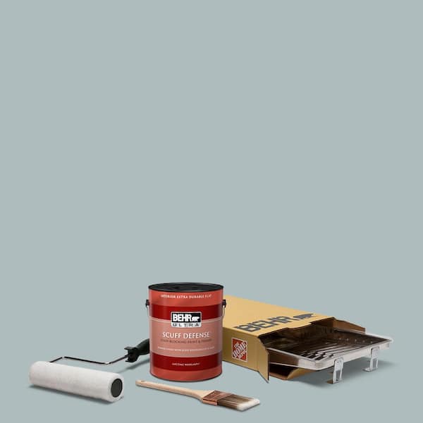 BEHR 1 gal. #HDC-CT-26 Watery Ultra Extra Durable Flat Interior Paint and 5-Piece Wooster Set All-in-One Project Kit