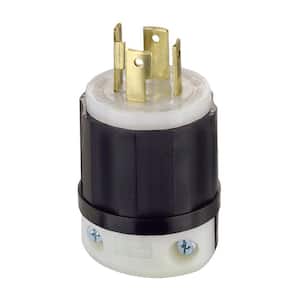 30 Amp 125/250-Volt Locking Grounding Plug, Black/White
