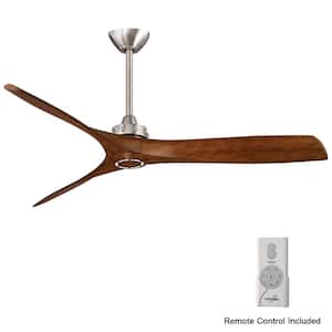 Aviation 60 in. Indoor Brushed Nickel and Distressed Koa Ceiling Fan with Remote Control