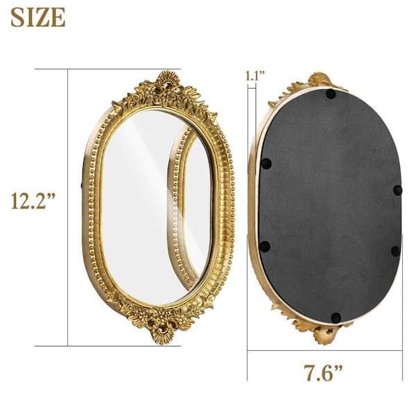 Vintage Series Gold Rectangle Resin Mirror Tray 12.2 in. with